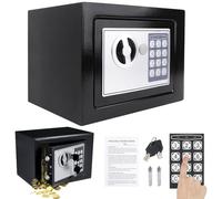4.6L Small Home Safes Fireproof with Key, Mini Money Safe Lock Box Wall Mounted with Electronic Digital Keypad, Security Safety Cabinet for Home Office Hotel Jewelry Cash ID Documents Storage, Black