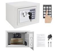 4.6L Small Home Safes Fireproof with Key, Mini Money Safety Lock Box Wall Mounted with Electronic Digital Keypad, Cabinet Security Safe for Home Office Hotel Jewelry Cash ID Documents Storage, White