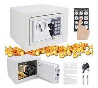 4.6L Small Safe Deposit Box for Home, Office, Hotel - Fireproof Steel Home Security Electronic Safe with Digital Keypad Lock & 2 Keys for Jewelry, Money, Valuables Storage, 23W x 17D x 17H cm, White