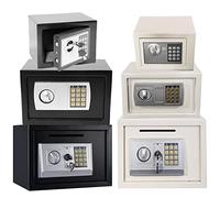 4.6L White Digital Security Safe Box for Home, Cash Box Safe Fireproof, Electronic Safe Box with Key and Password, Steel Money Storage Safe Protective for Home Hotel, Wall/Surface Mounted