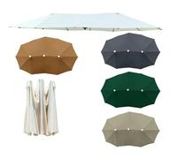 4.6m Double Sided Parasol Canopy Replacement, 12 Ribs Extra Large Sun Umbrella Cover, Outdoor Twin Market Shade for Garden Patio Backyard, UV Resistant Waterproof(Gray)