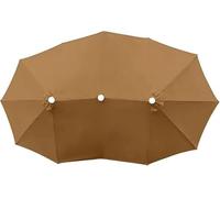 4.6m Double Sided Parasol Canopy Replacement, 12 Ribs Extra Large Sun Umbrella Cover, Outdoor Twin Market Shade For Garden Patio Backyard, UV Resistant Waterproof(Khaki)