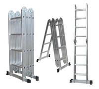 Folding Ladder 4.6m Multipurpose 11-in-1 Step Work Bench with Aluminium Platform Stair Combination ladder -ladders for decorating Capacity 16 Steps for Indoor Outdoor Works, EN131