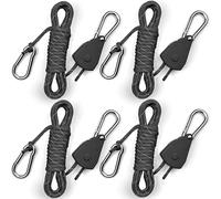 4.6M Paracord Rope Tie Down Ratchet Strap Small Reflective Rope Tent Tarp Grow Retractable Plant Light Hangers Pulley Locking Tightener Tensioner Cinch Kayak 4mm 4Pack