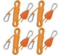 4.6M Paracord Rope Tie Down Ratchet Strap Small Reflective Rope Tent Tarp Grow Retractable Plant Light Hangers Pulley Locking Tightener Tensioner Cinch Kayak 4mm 4Pack