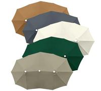 4.6m Replacement Canopy for Double Patio Umbrella 12 Ribs Garden Shade Cover Waterproof Beige Outdoor Sunshade Perfect for Deck and Backyard Use