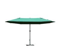 4.6M Sun Umbrella Canopy Double-sided Crank Sun Shade w/ Cross Base Dark Green