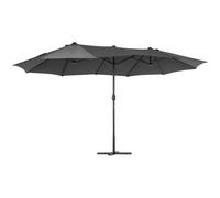 4.6M Sun Umbrella Canopy Double-sided Crank Sun Shade w/ Cross Base Grey