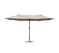 4.6M Sun Umbrella Canopy Double-sided Crank Sun Shade w/ Cross Base Khaki