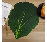 4/6pcs Artificial Leaf Placemat Thickened Plastic Dinning Table Decor Mat Artificial Cabbage Banana Leaves Antifouling Placemat 6 pieces meirenjiao