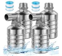 4/6Pcs Automatic Water Level Control Float Valve,1/2" and 3/4" Stainless Steel Float Valve Kit for Water Tank Tower Pond Swimming Pool Livestock Trough Distiller(4Pcs)