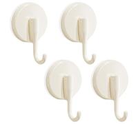 4/6Pcs Pack Strong Vacuum Suction Hooks, No Drill Wall Anti-Slip Hangers for Kitchen Bathroom Door Glass Tile, 2.5KG Heavy Duty Stick on Hooks, Reusable (4, Milky White)