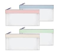 4/6Pieces Multipurpose Money Pouches Set Clear Zippers Cash Envelopes 7.6×3.7 Inch Banks Deposit Bags Coin & Check Wallet Bank Deposit Money Bags With Zippers