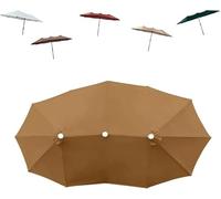 4.6x2.7m Replacement Canopy for Double Top Patio Umbrella, Large Cloth for 12 Ribs Fabric for Garden Market(Khaki)