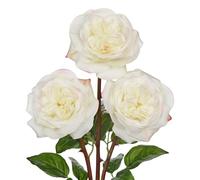 4.7'' Large Artificial Roses - Set of 3 Long-stem Real Touch Silk Flowers, 24.4" Faux Flowers for Home Decor, Wedding Bouquets, Centerpieces & Floral Arrangements - Lifelike Cream White Fake Roses