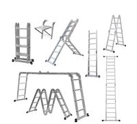 4.7 m Aluminium Folding Ladder, Robust A-Frame Stepladder with Platform, 150 kg Load Capacity EN131
