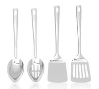 4/7 Pcs Cooking Utensils Set, Stainless Steel Kitchen Utensils Set with Solid and Slotted Spatula Serving Spoon for Home Cooking(4)