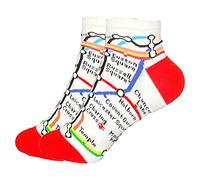 4-7 Socks London Underground White and Red Map Trainer Socks Gifts Women London Souvenirs (by LILAJ)