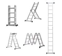 4.7m Folding Ladder Multi-Purpose Aluminium Extension with Safety Platform, 7 in 1 Step Heavy Duty Combination EN 131 Standard