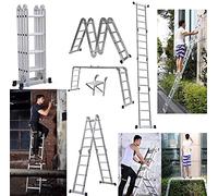 4.7m Multi Purpose Ladder Aluminum 14-in-1 Folding Ladder with 1 Tool Tray 4x4 Step 15.5ft Combination Ladder Extension Ladder Heavy Duty 150kg Load Capacity EN131 Certificate