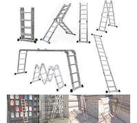 4.7M Multi-purpose Telescoping Ladder Aluminium Extendable Ladder, Foldable Retractable, 150kg/330lb Max Load Sturdy Portable Ladder for Home Office Workshop Outdoor, EN131