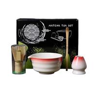 4/7pcs Matcha Making Set Brush Exquisite Bowl Box with Whisk for Making Breakfast/Matcha Latte(4pcs Red White)