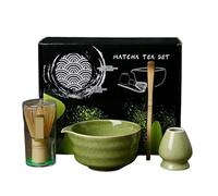 4/7pcs Matcha Making Set Matcha Brush Exquisite Matcha Bowl Box with Whisk for Lovers, Mesh Green(4pcs Dark Green)