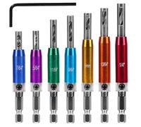 4/7Pcs Self Centering Drill Bit Set 5/64''-1/4'' Hex Shank Self Center Hinge Drill Bits Tool for Woodworking Window Door Hinge(7pcs)