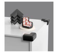 4/8/12 Pcs Soft Foam Safety Corner Protectors Edge Corners Protection Anti Collision Bumper Proofing Cushion For Furniture Fireplace Coffee Table Desk Guards Sharp Edges(Black,12 pack)