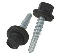 4.8 mm x 35 mm Roofing Screws, Hex Head Self-Drilling Multi-Color (RAL 7016 Anthracite Grey) Roof Screws with EPDM Sealed Washer, Rust Proof Zinc Plated Hardened Coarse Thread Outdoor Screw (50 pcs)