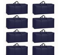4-8 Pack 90L Moving Bags, Heavy Duty Moving Totes, Waterproof Storage Bag with tag Window, Large Packing Bags with Zips for Clothes Storage Moving Travelling Camping (8 pcs Dark Blue)