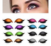 4/8 Pairs Lazy Eye Shadow Eyelash Patch,3D Reusable Eyeshadow Eyelashes Makeup Sticker,2-In-1 Self-Adhesive Reusable Eyelashes & Eyeliner Stickers,Natural Eye Fake Lashes for All Eyeshapes (Colorful)