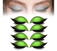 4/8 Pairs Lazy Eye Shadow Eyelash Patch,3D Reusable Eyeshadow Eyelashes Makeup Sticker,2-In-1 Self-Adhesive Reusable Eyelashes & Eyeliner Stickers,Natural Eye Fake Lashes for All Eyeshapes (Green)