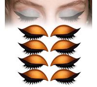4/8 Pairs Lazy Eye Shadow Eyelash Patch,3D Reusable Eyeshadow Eyelashes Makeup Sticker,2-In-1 Self-Adhesive Reusable Eyelashes & Eyeliner Stickers,Natural Eye Fake Lashes for All Eyeshapes (Orange)