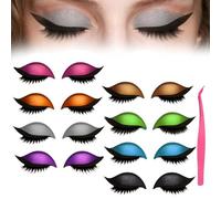 4/8 Pairs Lazy Eye Shadow Eyelash Patch,Colorful Eyeshadow Eyelashes Makeup Stickers,Eyeshadow & False Lashes 2-In-1 Reusable Eyemakeup Stickers,Natural Curl,Waterproof Long-Lasting (8*mix, SIZE)