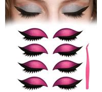 4/8 Pairs Lazy Eye Shadow Eyelash Patch,Colorful Eyeshadow Eyelashes Makeup Stickers,Eyeshadow & False Lashes 2-In-1 Reusable Eyemakeup Stickers,Natural Curl,Waterproof Long-Lasting (4*Pink, SIZE)