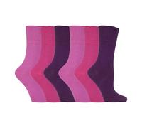(4-8 UK, Pink) Ladies 6 pack non elastic diabetic socks with hand linked toe seams