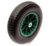 4.80/4.00-8 Green Wheel & PU Solid Tyre 15" Puncture Proof Flat Free 12mm, 12.7mm, 16mm, 20mm, 25.4mm Bushes Bearings Wheelbarrow Barrow Cart 150kg Load 4.80-8 4.00-8 (16mm / 0.63 Inch Bearings)