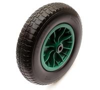 4.80/4.00-8 Green Wheel & PU Solid Tyre 15" Puncture Proof Flat Free 12mm, 13mm, 16mm, 20mm, 25.4mm Bushes Bearings Wheelbarrow Barrow Cart 100kg Load 4.80-8 4.00-8 (20mm / 0.79 Inch Bushes)