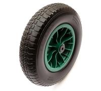 4.80/4.00-8 Green Wheel & PU Solid Tyre 15" Puncture Proof Flat Free 12mm, 13mm, 16mm, 20mm, 25.4mm Bushes Bearings Wheelbarrow Barrow Cart 100kg Load 4.80-8 4.00-8 (12.7mm / 1/2 Inch Bushes)
