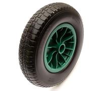 4.80/4.00-8 Green Wheel & PU Solid Tyre 15" Puncture Proof Flat Free 12mm, 13mm, 16mm, 20mm, 25.4mm Bushes Bearings Wheelbarrow Barrow Cart 100kg Load 4.80-8 4.00-8 (35mm / 1.34 Inch)