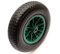 4.80/4.00-8 Green Wheel & PU Solid Tyre 15" Puncture Proof Flat Free 12mm, 13mm, 16mm, 20mm, 25.4mm Bushes Bearings Wheelbarrow Barrow Cart 100kg Load 4.80-8 4.00-8 (16mm / 0.63 Inch Bushes)