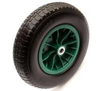 4.80/4.00-8 Green Wheel & PU Solid Tyre 15" Puncture Proof Flat Free 12mm, 13mm, 16mm, 20mm, 25.4mm Bushes Bearings Wheelbarrow Barrow Cart 100kg Load 4.80-8 4.00-8 (20mm / 0.79 Inch Bearings)