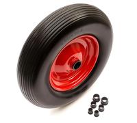 4.80/4.00-8 PU Red Metal Wheel & Tyre Solid Flat Free 15 Inch