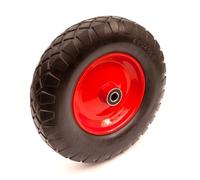 4.80/4.00-8 Wheel & 16 Inch Solid PU Tyre Metal Red 20mm Bearings 82mm Hub Wheelbarrow Garden Barrows Carts Trailers 150 kg Maximum Load