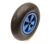 4.80/4.00-8 Wheel & 2 Ply Tyre 15 Inch 390mm Blue 1" Bore Wheelbarrow Barrow Cart Includes Bushes Takes a 25mm to 26mm Axle Maximum Load 150 kg