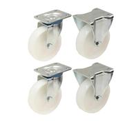 4 - 80mm 3" inch nylon castors - heavy duty swivel & fixed castor set 120kg each