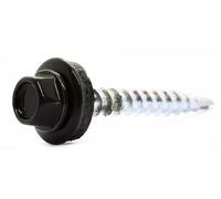 4.8mm x 20mm Jet Black Self-Drilling Roofing Screws with EPDM Sealing Washer Painted RAL 9005 (Pack of 50)