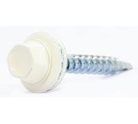 4.8mm x 20mm Self-Drilling Roofing Screws Pure White Farmer Screws with EPDM Sealing Washer Painted RAL 9010 (Pack of 50)