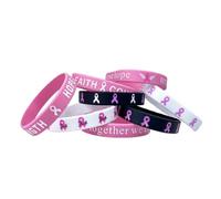 4/8Pcs Breast Cancer Awareness Bracelets for Women Men Pink Ribbon Silicone Rubber Wristbands Hope Faith Strength Courage Inspiring Bracelets for Cancer Survivors Recovery Support Jewelry Gifts, M